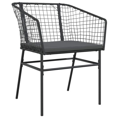 Zestaw do jadalni w ogrodzie 7 pcs Czarny polirattan
