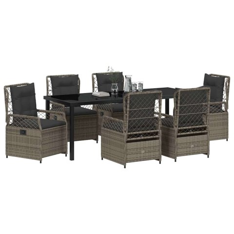 Zestaw do jadalni w ogrodzie 7 pcs Szary polirattan