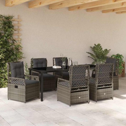 Zestaw do jadalni w ogrodzie 7 pcs Szary polirattan