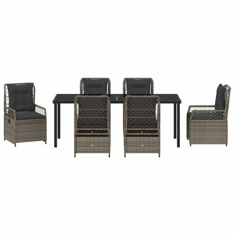 Zestaw do jadalni w ogrodzie 7 pcs Szary polirattan
