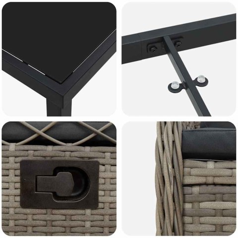 Zestaw do jadalni w ogrodzie 7 pcs Szary polirattan
