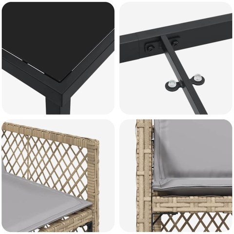 Zestaw do jadalni w ogrodzie 9 pcs Beżowy polirattan