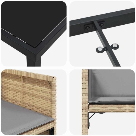 Zestaw do jadalni w ogrodzie 9 pcs Beżowy polirattan