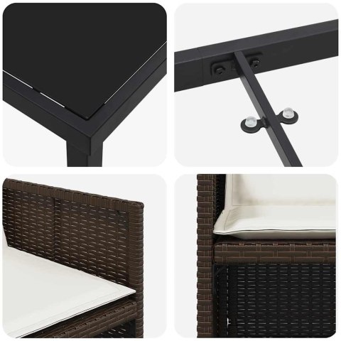 Zestaw do jadalni w ogrodzie 9 pcs Brązowy polirattan