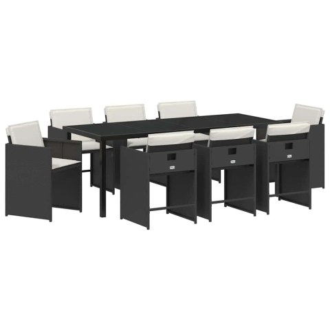 Zestaw do jadalni w ogrodzie 9 pcs Czarny polirattan