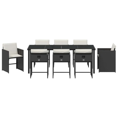 Zestaw do jadalni w ogrodzie 9 pcs Czarny polirattan