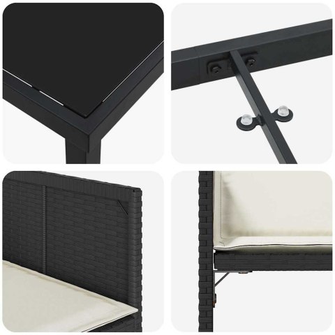 Zestaw do jadalni w ogrodzie 9 pcs Czarny polirattan