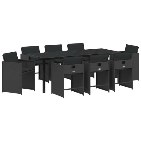 Zestaw do jadalni w ogrodzie 9 pcs Czarny polirattan
