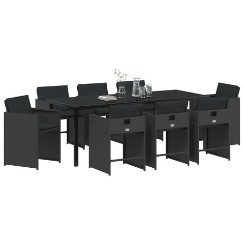 Zestaw do jadalni w ogrodzie 9 pcs Czarny polirattan