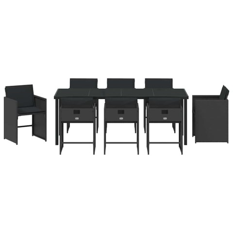 Zestaw do jadalni w ogrodzie 9 pcs Czarny polirattan