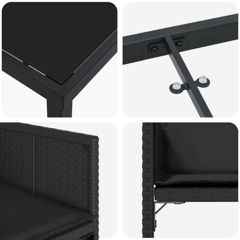 Zestaw do jadalni w ogrodzie 9 pcs Czarny polirattan