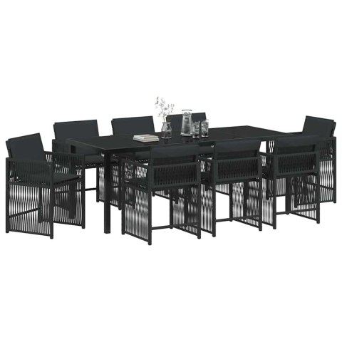 Zestaw do jadalni w ogrodzie 9 pcs Czarny polirattan