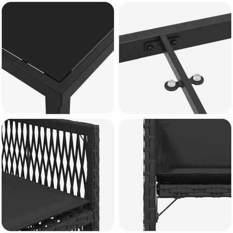 Zestaw do jadalni w ogrodzie 9 pcs Czarny polirattan