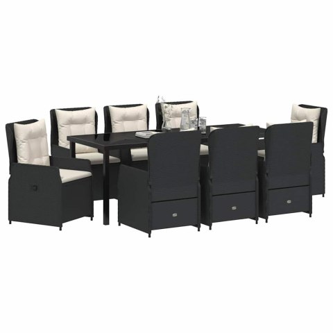 Zestaw do jadalni w ogrodzie 9 pcs Czarny polirattan