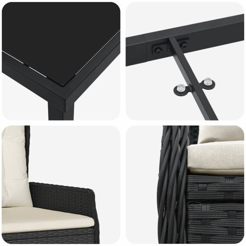 Zestaw do jadalni w ogrodzie 9 pcs Czarny polirattan