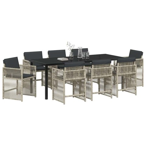 Zestaw do jadalni w ogrodzie 9 pcs Jasnoszary