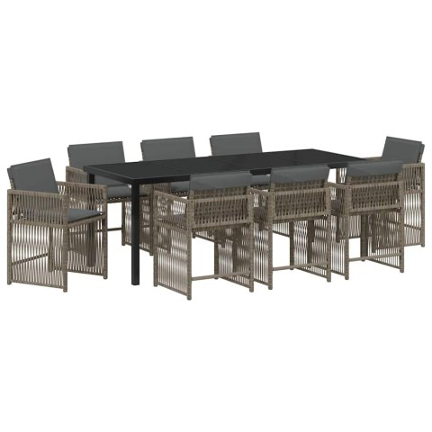 Zestaw do jadalni w ogrodzie 9 pcs Szary polirattan
