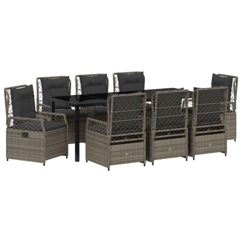 Zestaw do jadalni w ogrodzie 9 pcs Szary polirattan