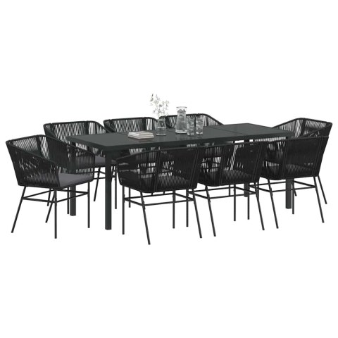 Zestaw do jadalni w ogrodzie z poduszką 9 pcs Czarny