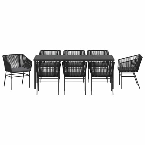 Zestaw do jadalni w ogrodzie z poduszką 9 pcs Czarny