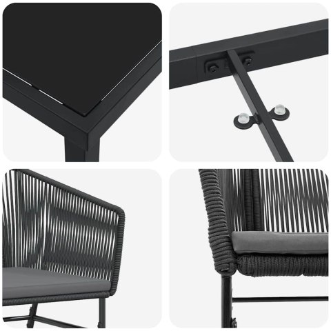 Zestaw do jadalni w ogrodzie z poduszką 9 pcs Czarny