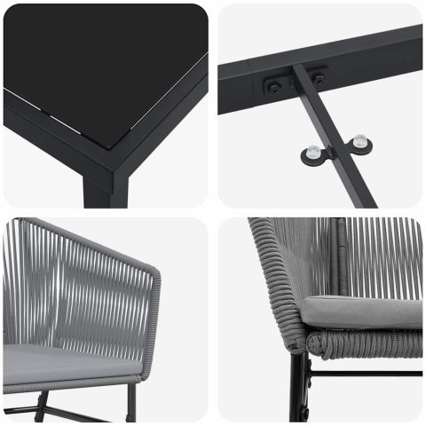 Zestaw do jadalni w ogrodzie z poduszką 9 pcs Szary