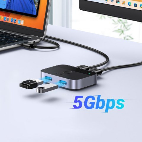2w1 Adapter 2x USB-A 3.0 (wejście) / 2x USB-A (wyjście) - szary