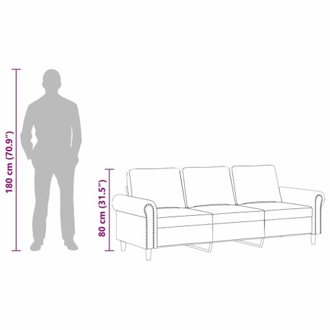 Sofa 3-osobowa, żółty, 180 cm, tapicerowana aksamitem
