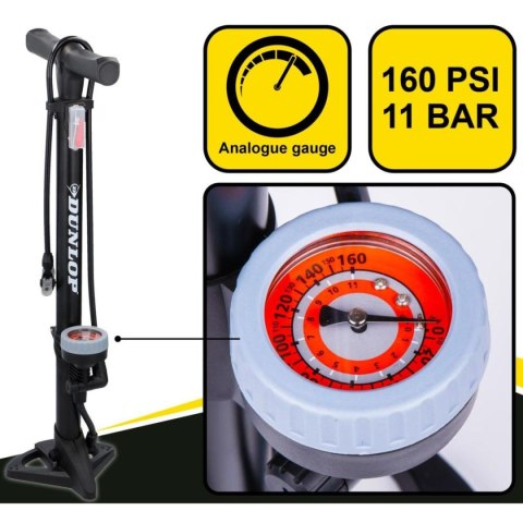 POMPKA WARSZTATOWO - ROWEROWA 160Psi (11Bar) Z MANOMETREM DUNLOP