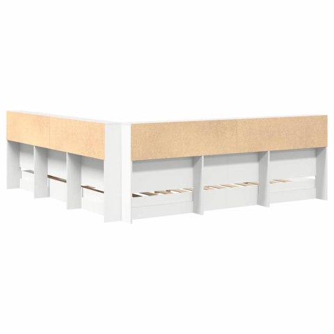 Łóżko z Biblioteczką Biały 180 x 200 cm Materiał drewnopochodny
