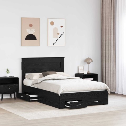 Ramka łóżka Czarny Dąb 135 x 190 cm Materiał drewnopochodny