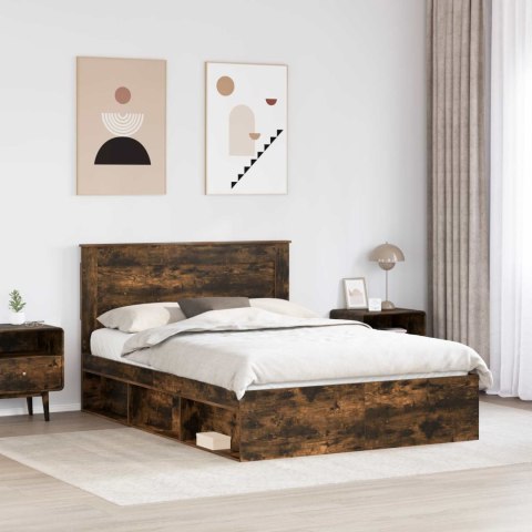 Ramka łóżka Dąb wędzony 160 x 200 cm Lite drewno sosnowe