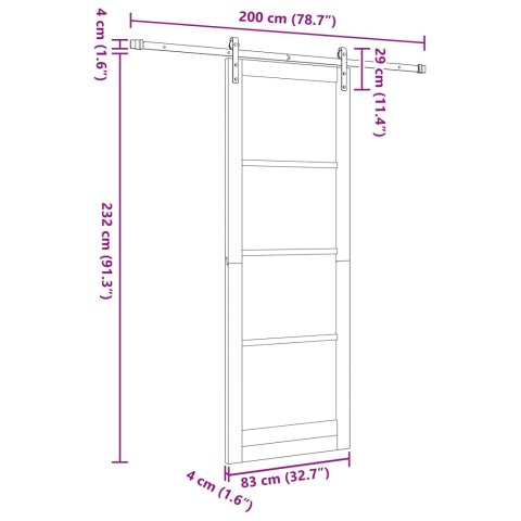 Drzwi przesuwne Biały 83 x 232 cm Lite drewno sosnowe