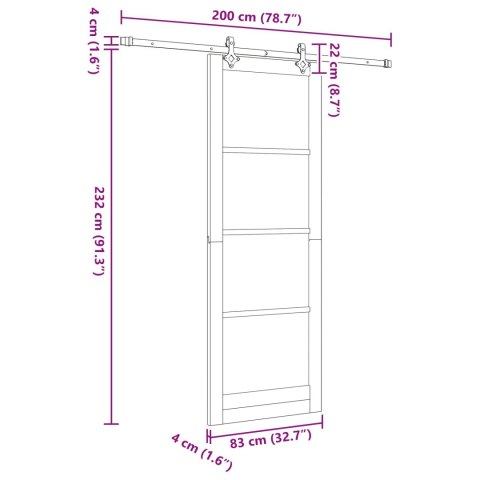 Drzwi przesuwne Biały 83 x 232 cm Lite drewno sosnowe