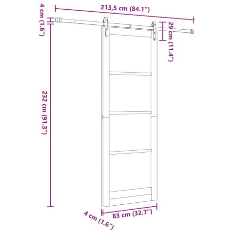 Drzwi przesuwne ORKDAL Biały 83 x 232 cm Lite drewno sosnowe