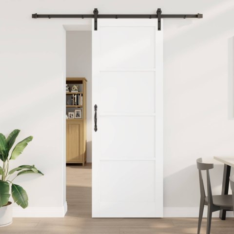 Drzwi przesuwne biały i czarny 83 x 232 cm Lite drewno sosnowe