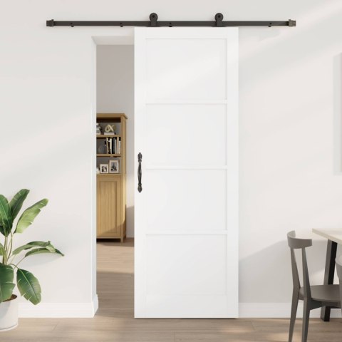 Drzwi przesuwne biały i czarny 83 x 232 cm Lite drewno sosnowe