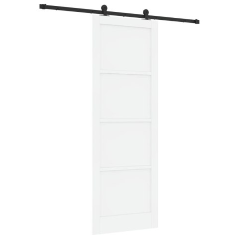 Drzwi przesuwne biały i czarny 83 x 232 cm Lite drewno sosnowe