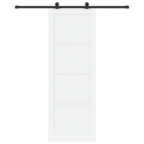 Drzwi przesuwne biały i czarny 83 x 232 cm Lite drewno sosnowe