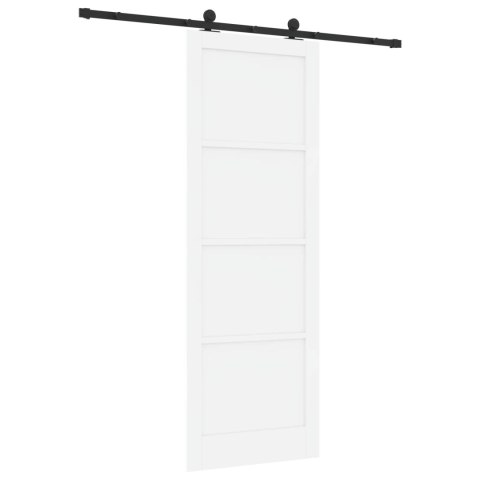 Drzwi przesuwne biały i czarny 83 x 232 cm Lite drewno sosnowe