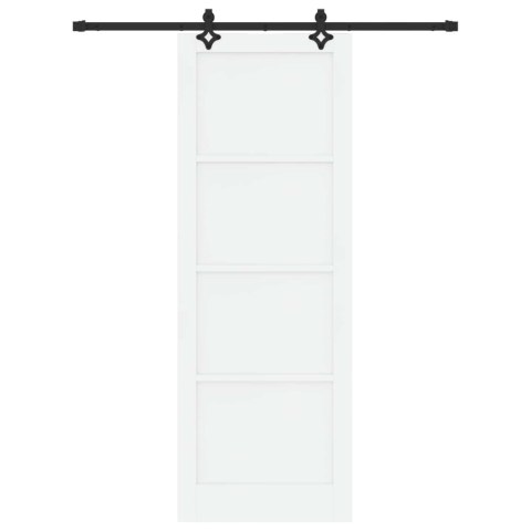 Drzwi przesuwne biały i czarny 83 x 232 cm Lite drewno sosnowe