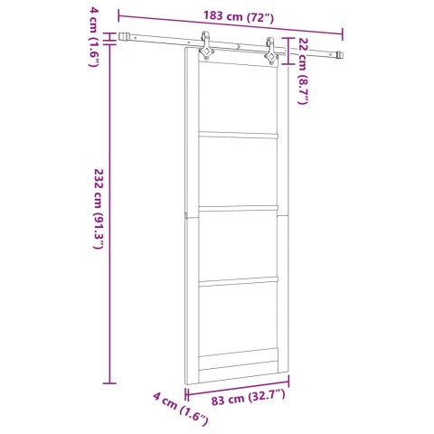 Drzwi przesuwne biały i czarny 83 x 232 cm Lite drewno sosnowe