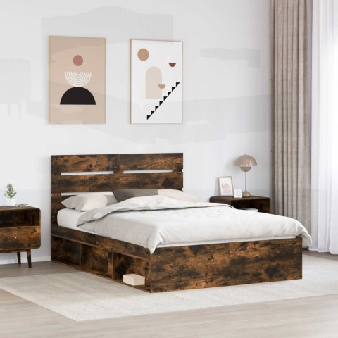 Ramka łóżka Dąb wędzony 160 x 200 cm Lite drewno sosnowe