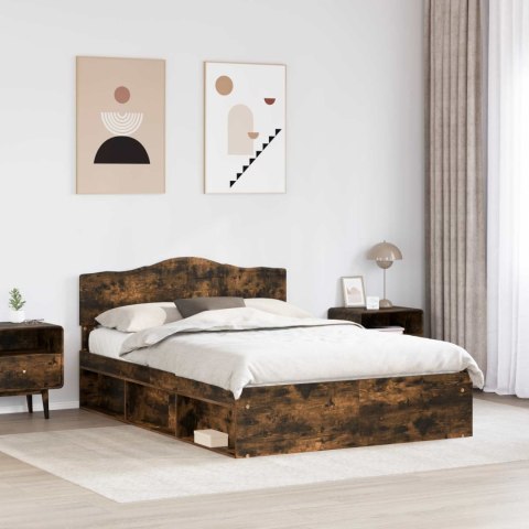 Ramka łóżka Dąb wędzony 160 x 200 cm Lite drewno sosnowe