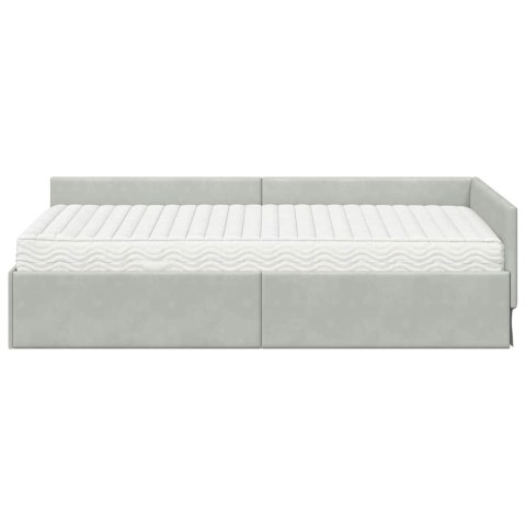 Rama Łóżka Narożnego z Materacem Inny 2 pcs Jasnoszary Aksamit
