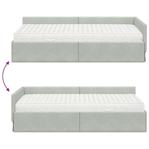 Rama Łóżka Narożnego z Materacem Inny 2 pcs Jasnoszary Aksamit