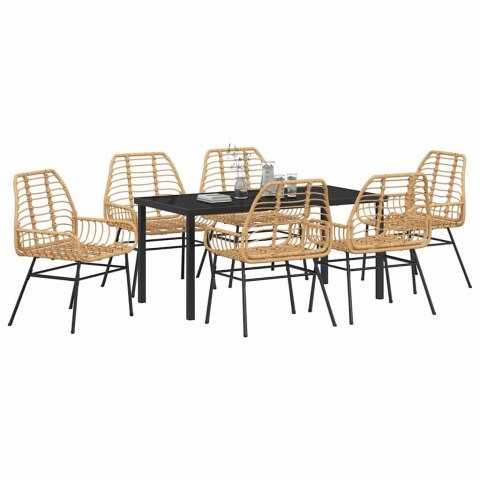 Zestaw do jadalni w ogrodzie 7 pcs Brązowy polirattan