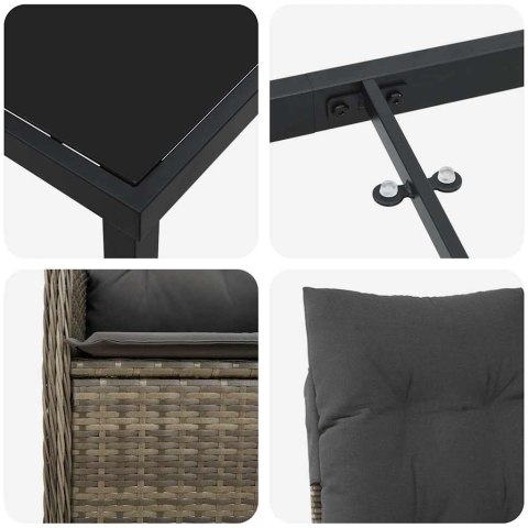 Zestaw do jadalni w ogrodzie 9 pcs Szary polirattan