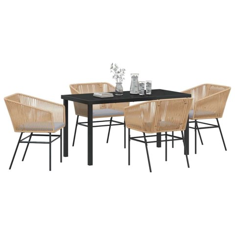 Zestaw do jadalni w ogrodzie z poduszką 5 pcs Brązowy