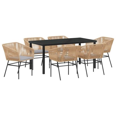 Zestaw do jadalni w ogrodzie z poduszką 7 pcs Brązowy